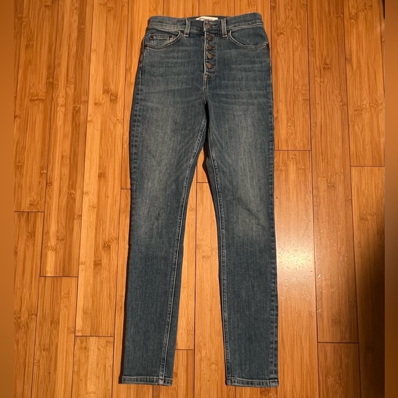 Reformation Harper High Rise Skinny Button Front Jeans Ion Wash Size 25 - Picture 4 of 16